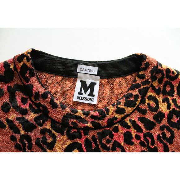Missoni Metallic Leopard Jacquard Knit Peplum Top Animal Print Size 8 - Picture 7 of 9